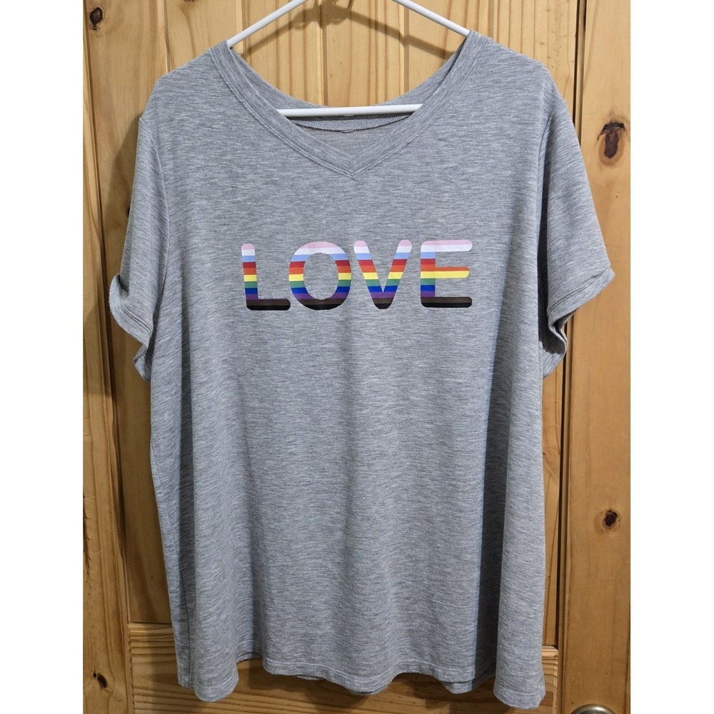 LOVE Unbranded T SHIRT RAINBOW Size XL  EXCEPTIONAL CONDITION 100% COTTON